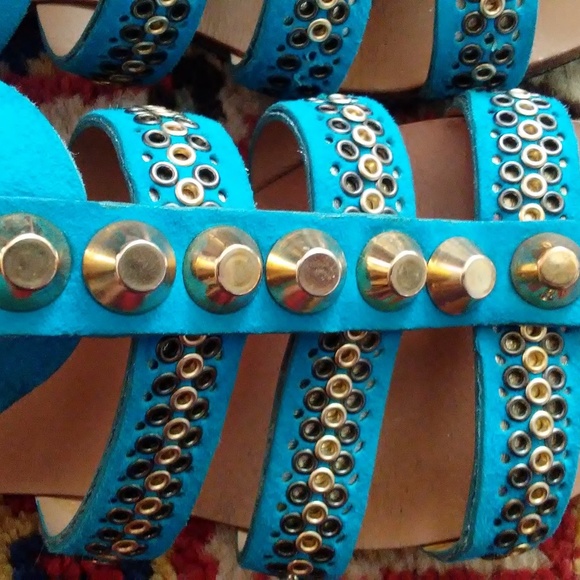 D2 DSQUARED2 Turquoise Suede Studded Gladiator Sandals size 36 - Picture 4 of 8